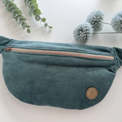 BumBag Bombazina Azul Petróleo