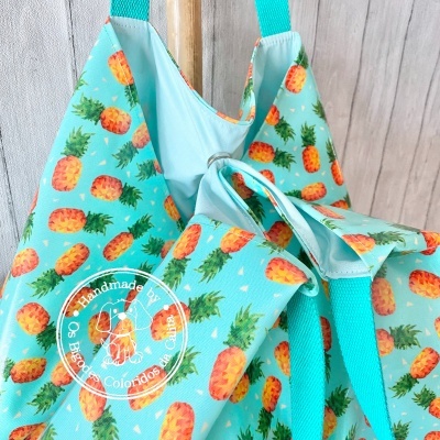 Saco de Praia Ananases Fundo Turquesa