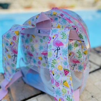 Mochila de Praia Flamingos Florais