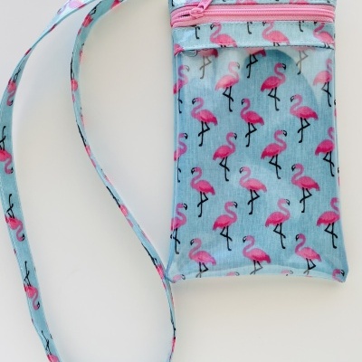 Bolsa Telemóvel Flamingos Turquesa