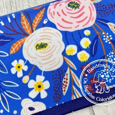 Estojo Meia-Lua Blue Flowers