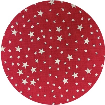 Tecido vermelho com estrelas brancas