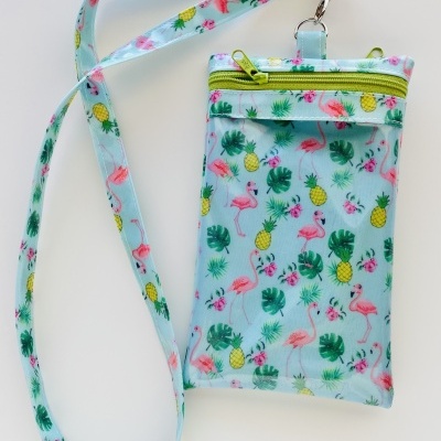 Bolsa Telemóvel Flamingos com Ananases