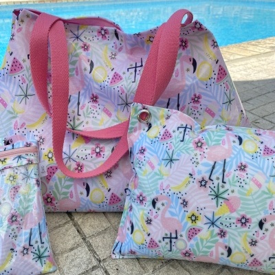 Saco de Praia Pink Flamingo