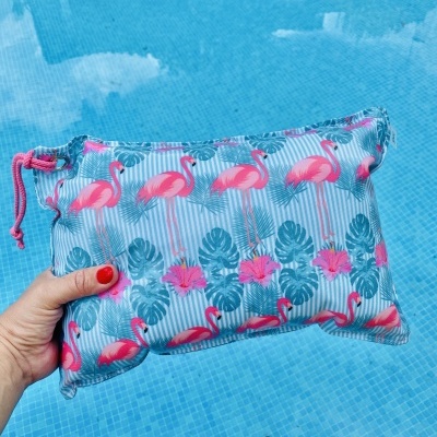 Almofada de Praia Flamingos Rosa