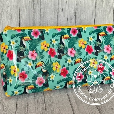 Necessaire Plastificada Grande Tucanos&Hibiscos