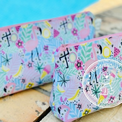 Necessaire Plastificada Pequena Pink Flamingo