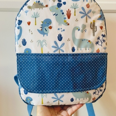 Mochila Dinossauros em Azul