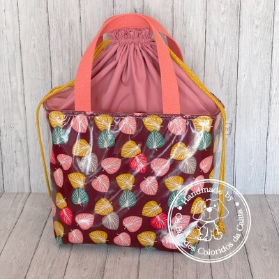 Lancheira Quadrada Folhas Bourdeaux