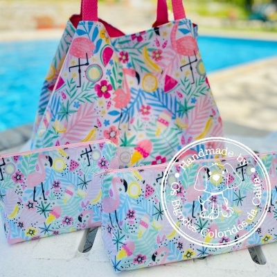 Necessaire Plastificada Grande Pink Flamingo