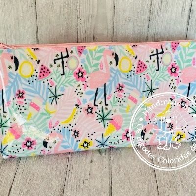 Necessaire Plastificada Grande Pink Flamingo