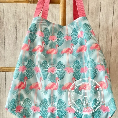 Saco de Praia Flamingos Rosa