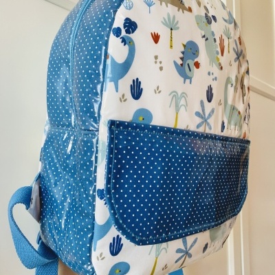 Mochila Dinossauros em Azul