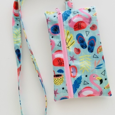 Bolsa Telemóvel Flamingos Verde Água