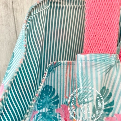 Saco de Praia Flamingos Rosa