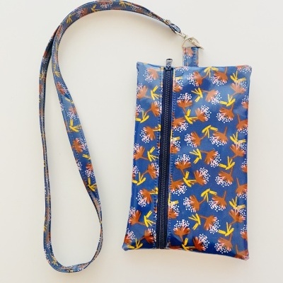 Bolsa Telemóvel Flores de Inverno Azul Escuro