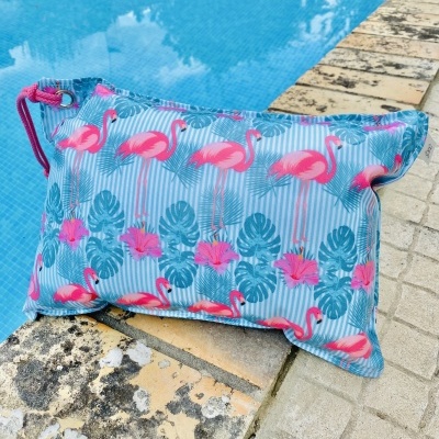 Almofada de Praia Flamingos Rosa