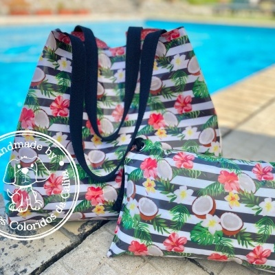 Almofada de Praia Cocos Riscas Pretas