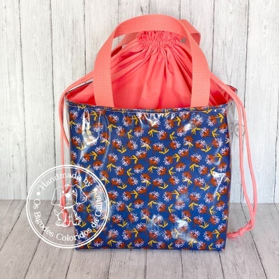 Lancheira Quadrada Tiny Blue Flowers