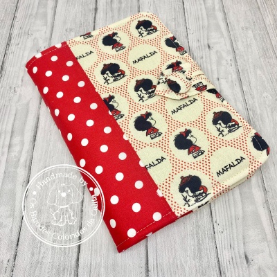 Estojo tecido bolinhas e estampado Mafalda