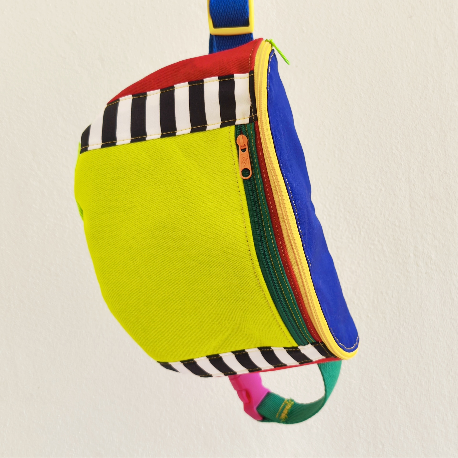 Bolsas de cintura Color Block! Bolsa colorida com várias cores e padrões, com fecho de correr e alça ajustável
