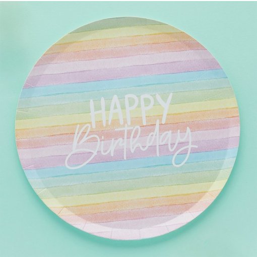 Pratos Happy Birthday Cores Pastel