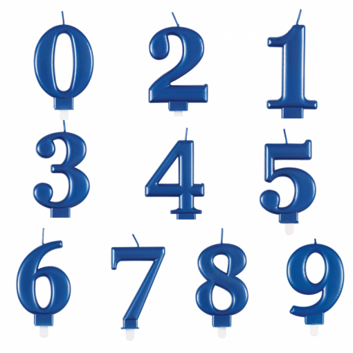 Vela Número Grande Azul Escura