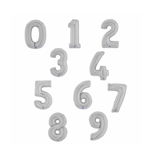 Balão Número Prateado Grande