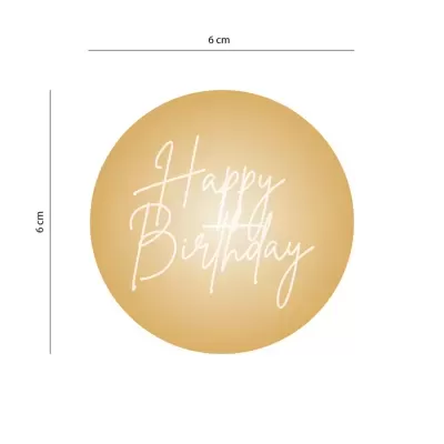 Aplique Ouro Redondo "HAPPY BIRTHDAY"