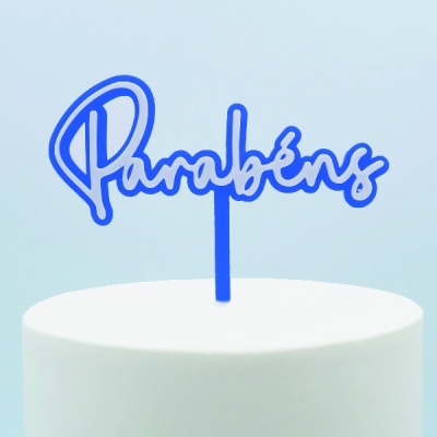 Topo Bolo Parabéns Branco e Cor