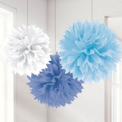 Conj.  Pompons Grandes Azul e Branco