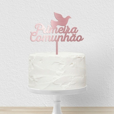 Topo Bolo Primeira Comunhão Acrilico