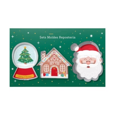 Conj. 3 Cortadores Natal Globo, Casinha e Pai Natal