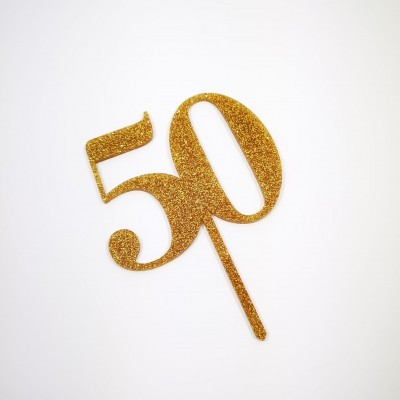 Topo Bolo 50 Dourado Glitter