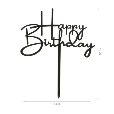 Topo Happy Birthday Preto