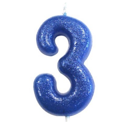 Vela Número Glitter Azul