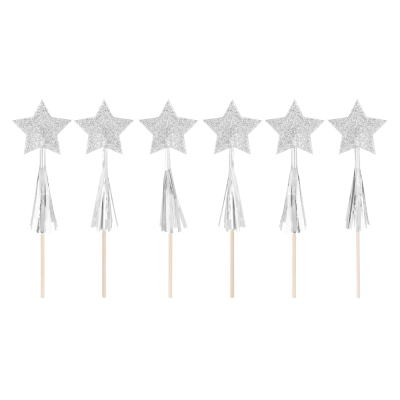 Toppers Estrelas Prateadas Glitter