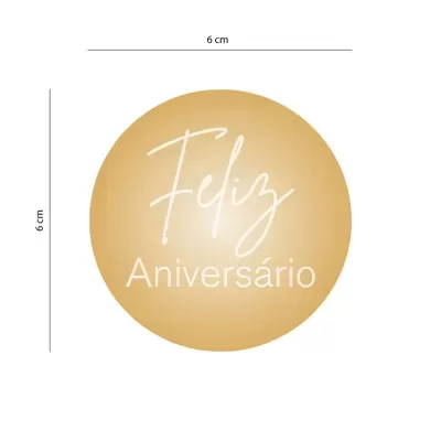 Aplique Ouro Redondo "FELIZ ANIVERSARIO"