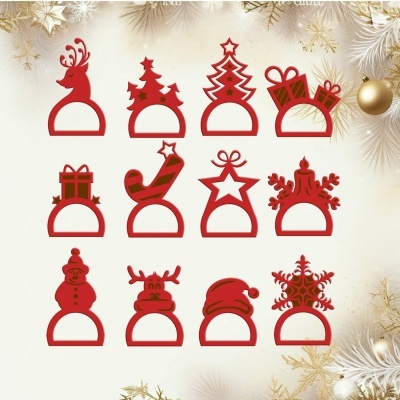 Argolas de Guardanapo Natal MDF Vermelho