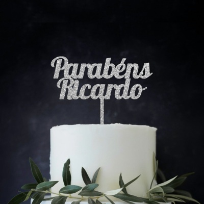 Topo Bolo Acrilico Letra 4 Glitter