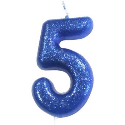 Vela Número Glitter Azul