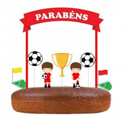 Topo Bolo Futebol Vermelho