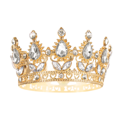 Coroa Topo de Bolo Dourada com Diamantes