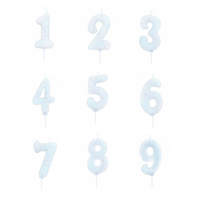 Vela Número Glitter Branca