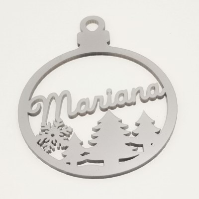 Bola Natal Recortada Prateada Pinheiro