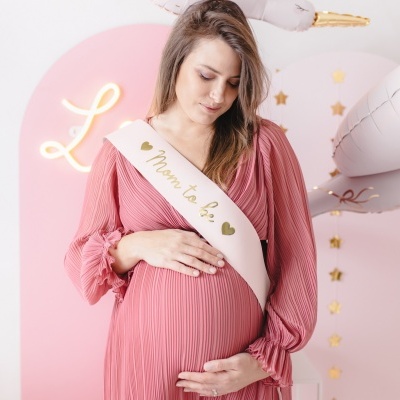 Faixa Mom to Be Rosa