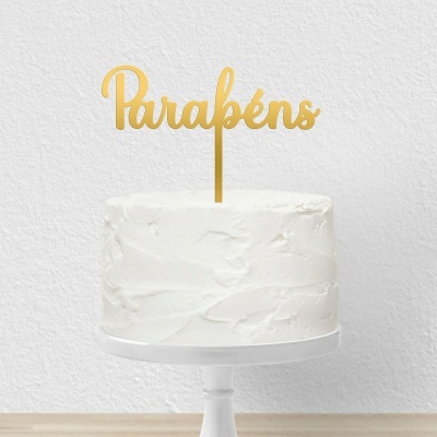 Topo Bolo Parabéns Letra 3 Acrilico