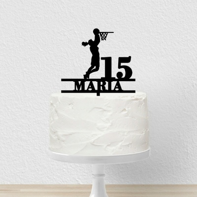 Topo Bolo Basquetebol Mulher Nome e Idade