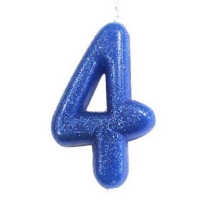 Vela Número Glitter Azul