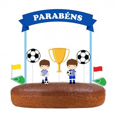 Topo Bolo Futebol Azul